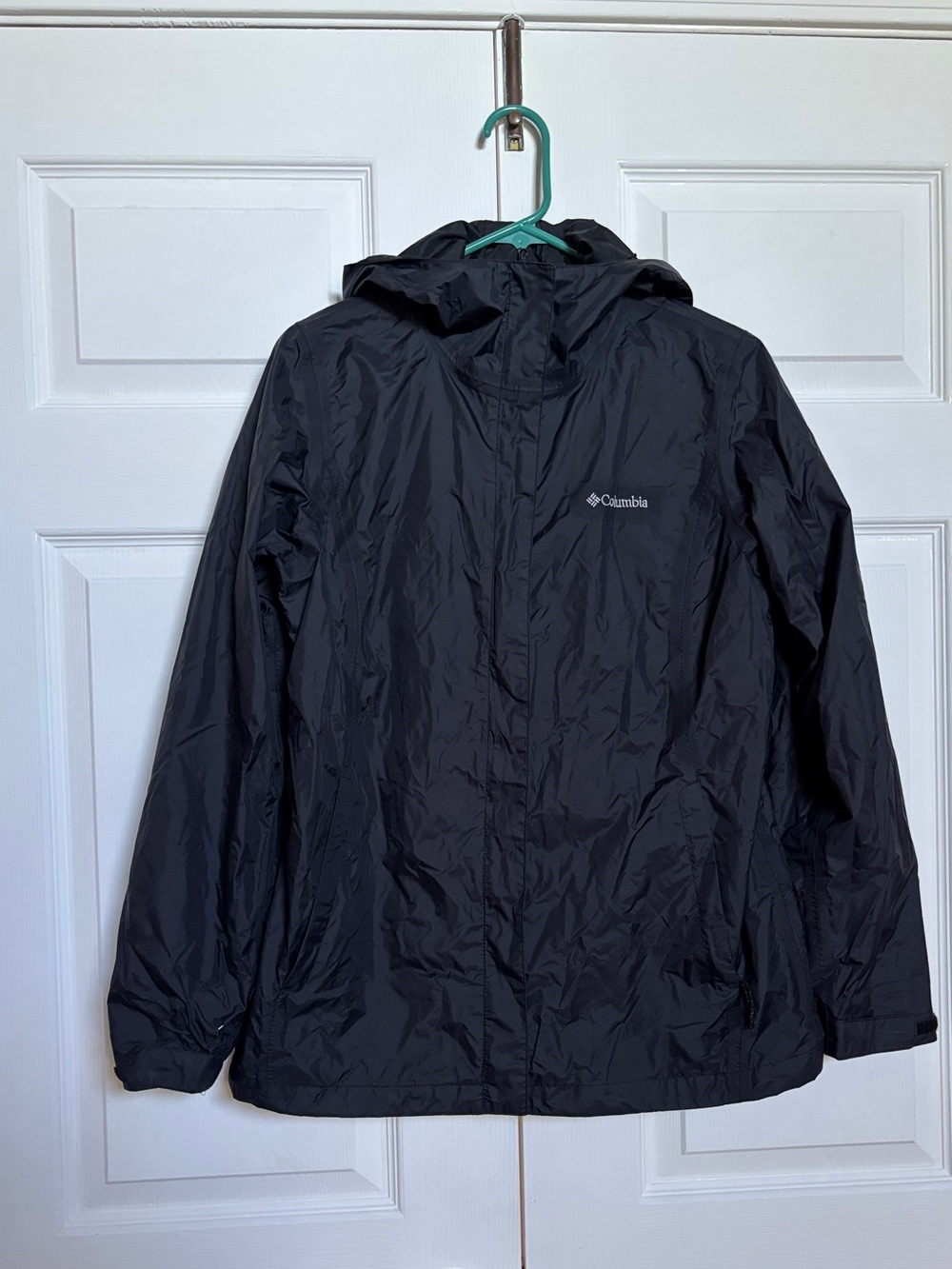 Columbia Women’s Omni-Tech Hooded Rain Jacket Black Windbreaker Size M